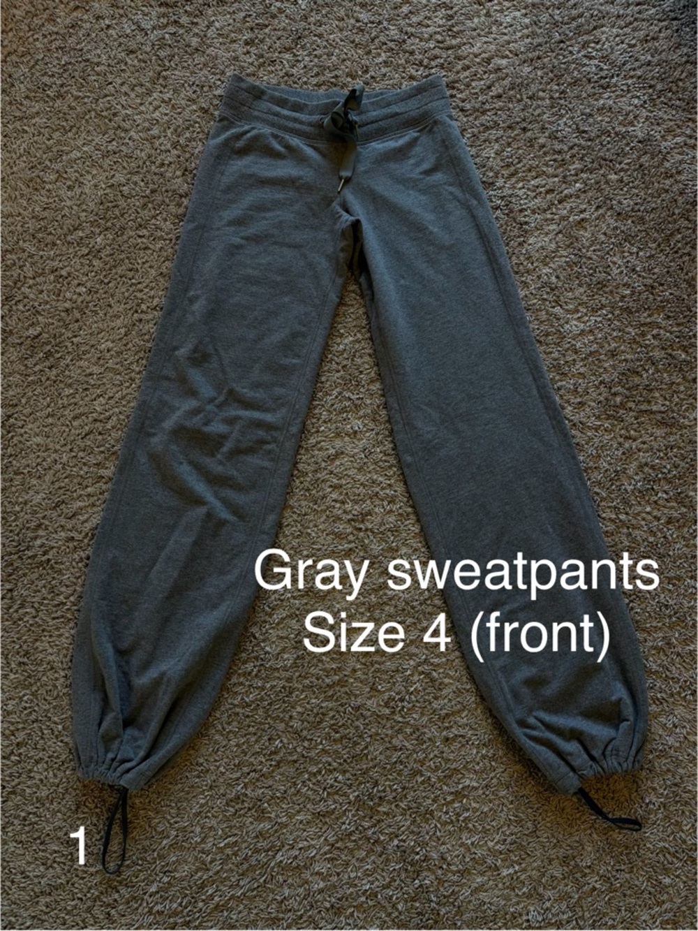 Grey women’s Sweatpants with Drawstring Waist, and optional drawstring ankle tie